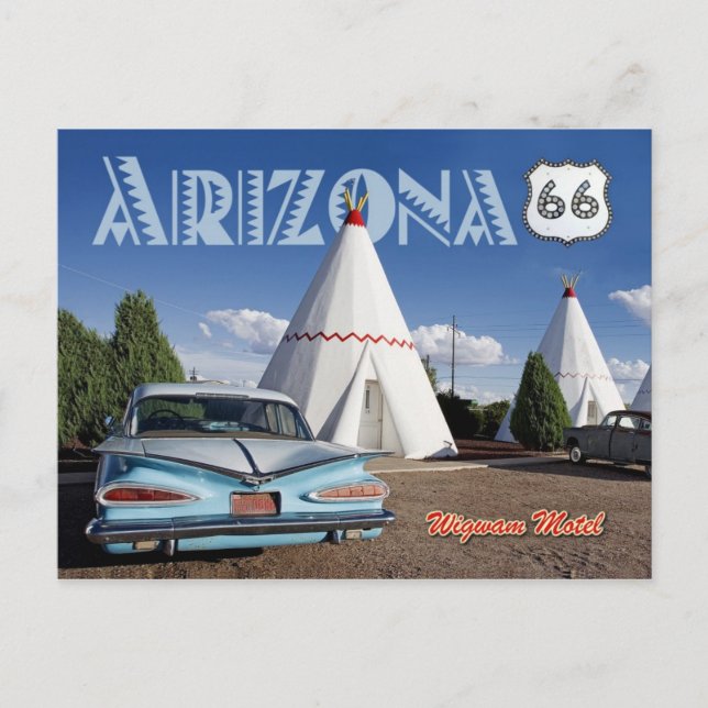 Historic Wigwam Motel, Route 66, Arizona Vykort (Framsida)