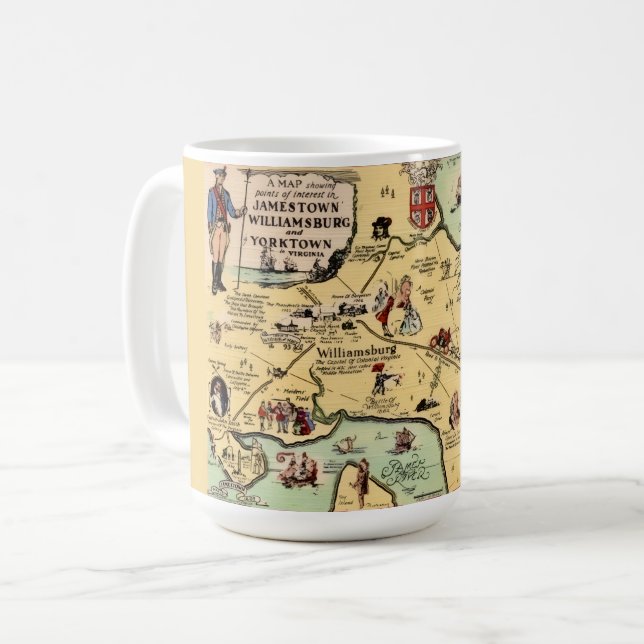 Historic Williamsburg Map Mug Kaffemugg (Framsida vänster)