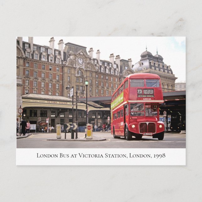 Historical 73 Buss at Victoria Station, London 199 Vykort (Framsida)