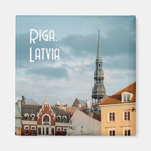 Historical buildings in Old Riga, Latvia travel Magnet (Framsidan)