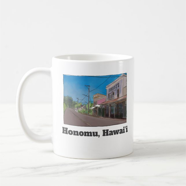 Historical Hawaii Plantation Town Honomu Nostalgic Kaffemugg (Vänster)