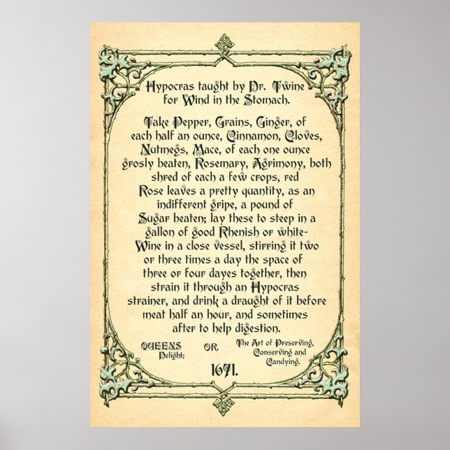 Historical Recipe for Wind in the Stomach, Poster (Framsidan)