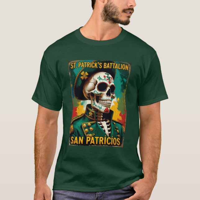 Historical St Patricks Battalion Military Skeleton T Shirt (Framsida)