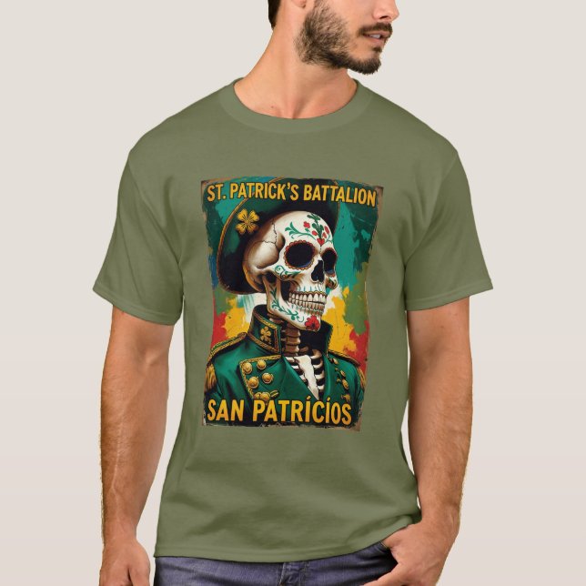 Historical St Patricks Battalion Military Skeleton T Shirt (Framsida)