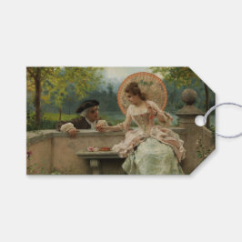 Historical Young Älskare i parken Presentetikett