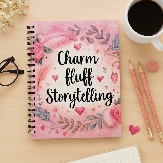 Historieberättande Rosa Charm Fluff Girly Författa Anteckningsbok (Skapare uppladdad)