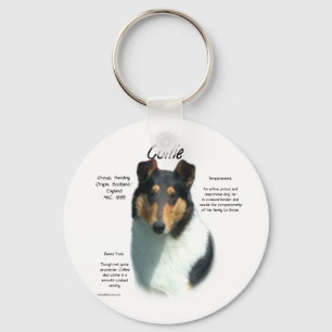 Historiedesign för tri Collie (släta) Nyckelring