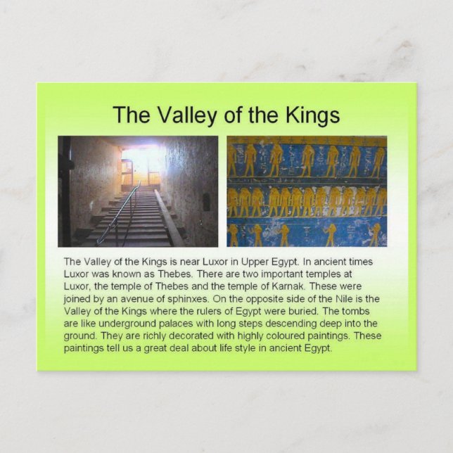 Historien, den antika Egyptenen, Valley i Kung Vykort (Framsida)