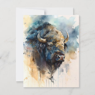 Historien påminde om American Bison i vattenfärger Julkort