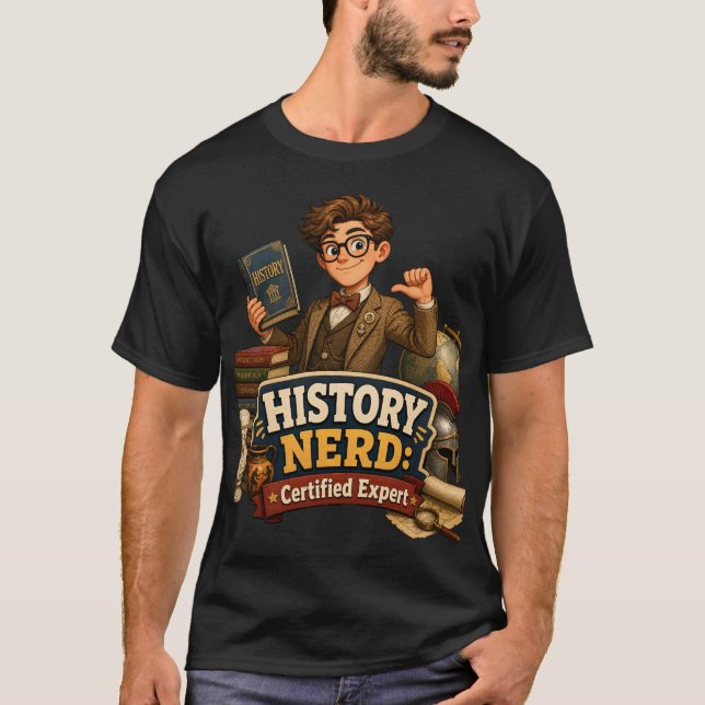 Historienörd Certifierad Expert Rolig Mörk Akademi T Shirt (Framsida)
