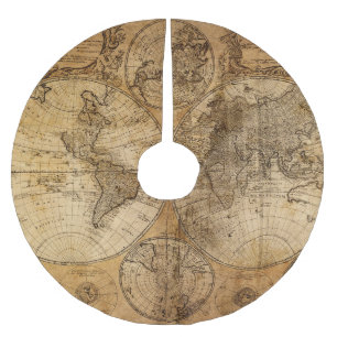 Historik: 1746 World Map Julgransmatta Borstad Polyester