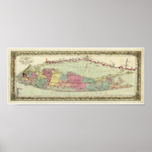 Historik 1855-1857 Resenärer Karta på Long Island Poster