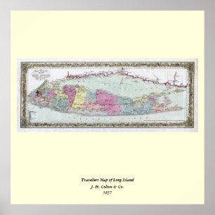 Historik 1855-1857 Resenärer Karta på Long Island Poster