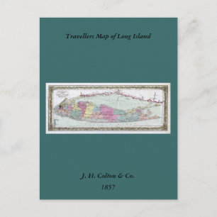 Historik 1855-1857 Resenärer Karta på Long Island Vykort