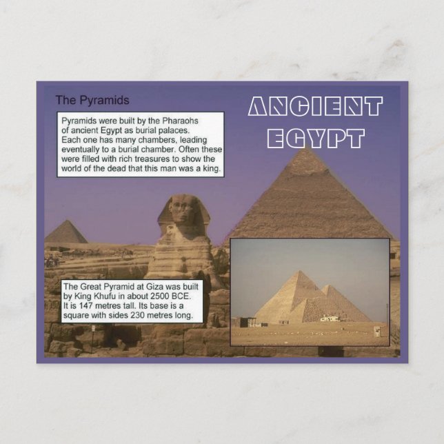 Historik, antika Egyptener, pyramider Vykort (Framsida)