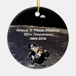 Historik Apollo 11 Måne Uppdrag 50-årsdagen Julgransprydnad Keramik