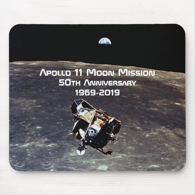 Historik Apollo 11 Måne Uppdrag 50-årsdagen Musmatta (Framsidan)