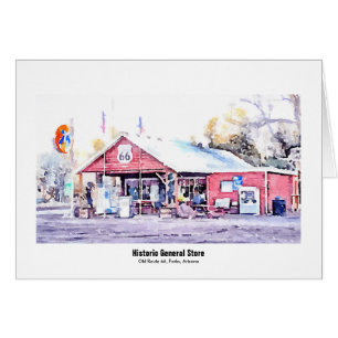 Historik Arizona Route 66 General Store Watercolor Hälsningskort