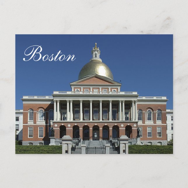 Historik Boston Massachusetts State House Postcard Vykort (Framsida)