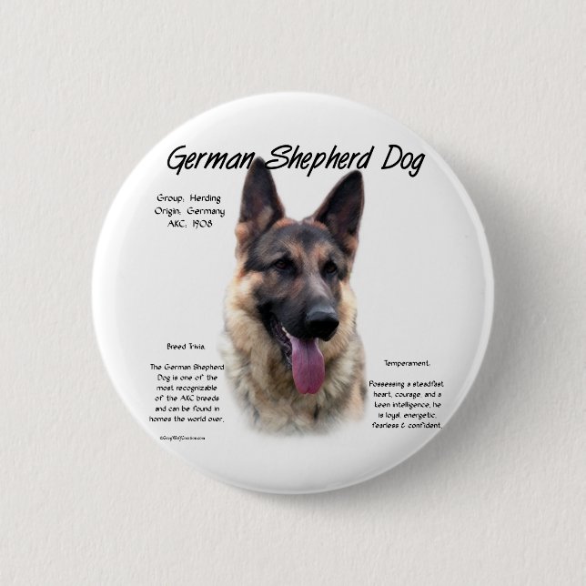 Historik för tyska Shepherd Hund Knapp (Framsida)