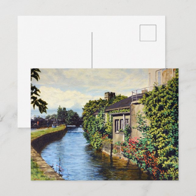 Historik Irland Waterway Vykort (Fram/baksida)