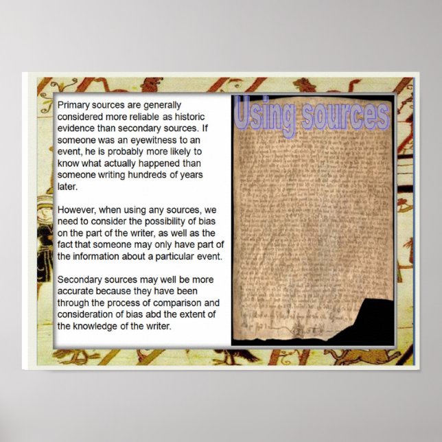 Historik, medeltid, Använda källor Poster (Framsidan)