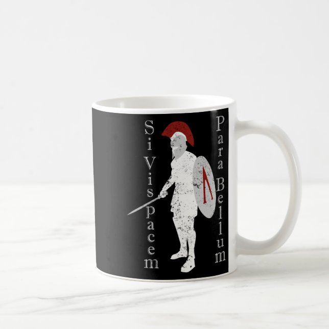 Historik över antika grekiska krigare Latin Si Vis Kaffemugg (Höger)