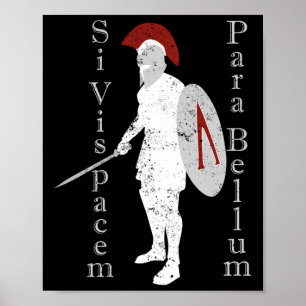 Historik över antika grekiska krigare Latin Si Vis Poster