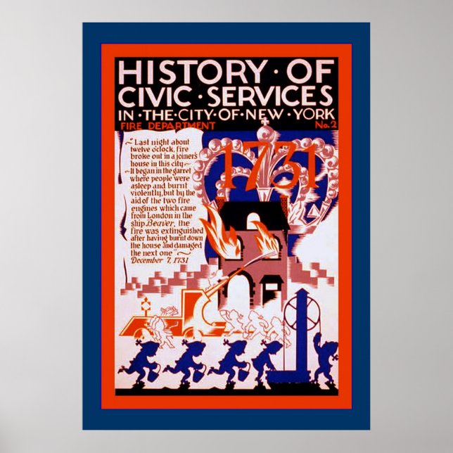 Historik över samhällsservice ~ NY~ Fire ~2 ~ Vint Poster (Framsidan)