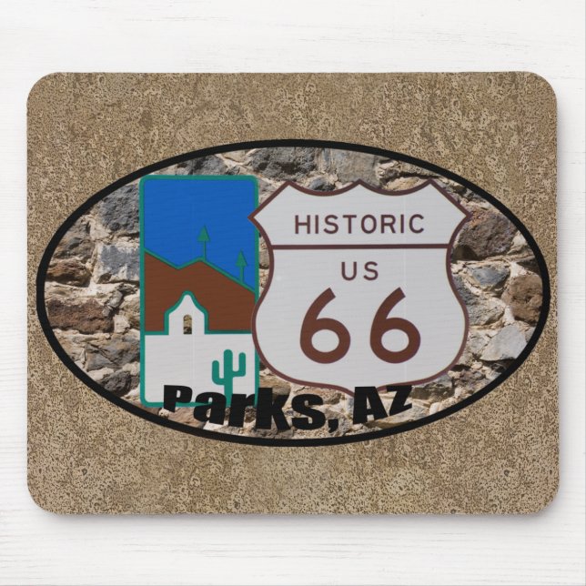 Historik över US Route 66 Parker Arizona Musmatta (Framsidan)