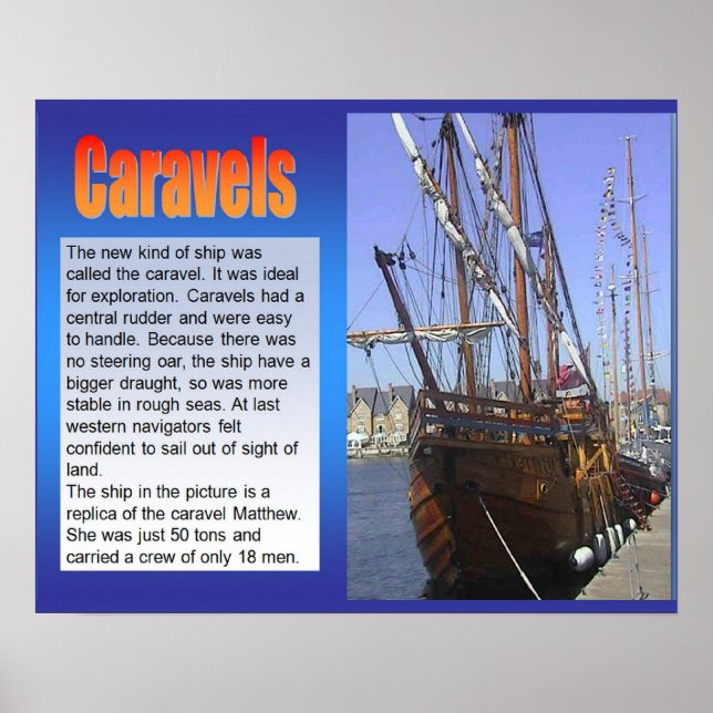 Historik, prospektering,Caravels, Sailing frakt Poster (Framsidan)