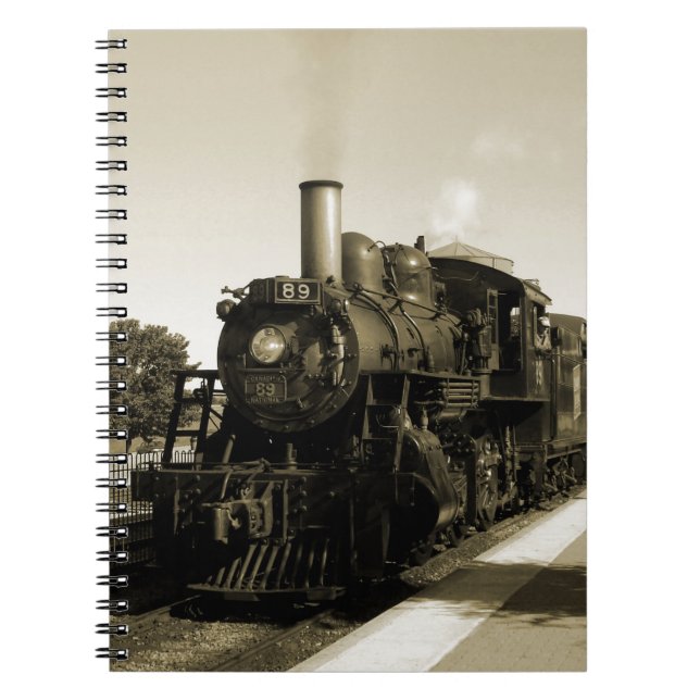 Historik Railroad Anteckningsbok Med Spiral (Framsidan)