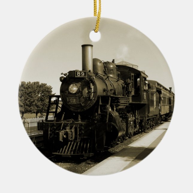 Historik Railroad Julgransprydnad Keramik (Framsidan)