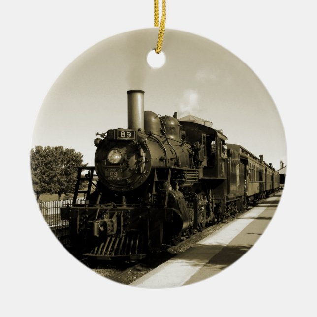 Historik Railroad Julgransprydnad Keramik (Framsidan)