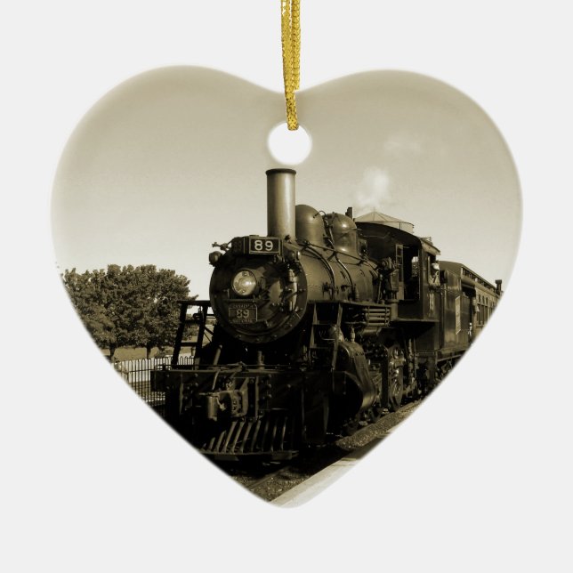 Historik Railroad Julgransprydnad Keramik (Framsidan)