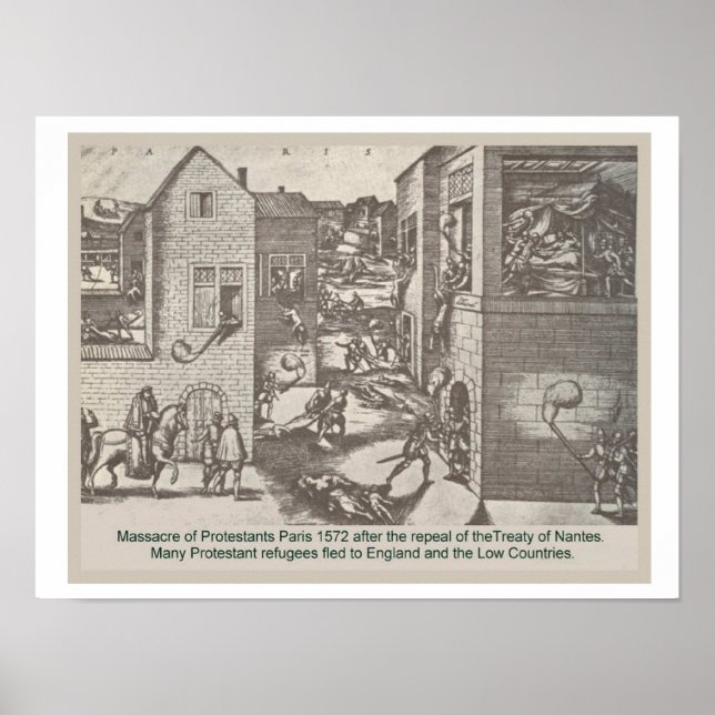 Historik, reformation, massaker på protestanter poster (Framsidan)