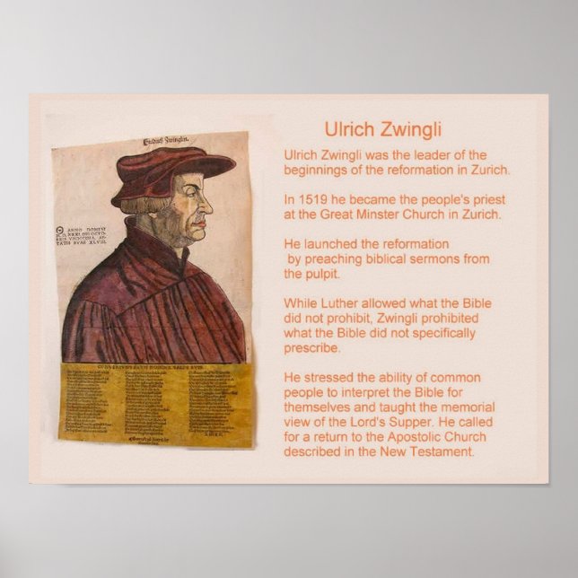 Historik, religion, reformation, Ulrich Zwingli Poster (Framsidan)