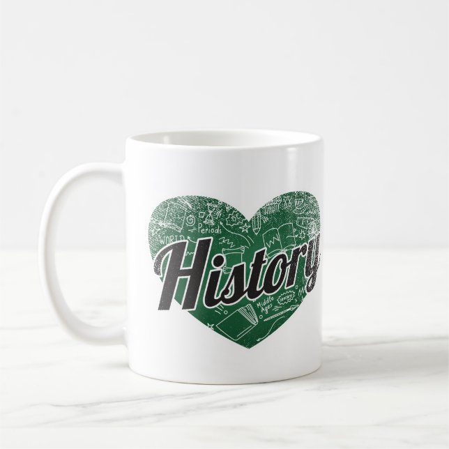 Historik Retro Heart Blackboard Kärlek Kaffemugg (Vänster)