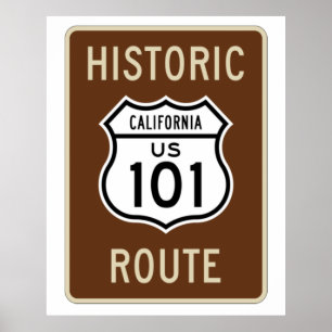 Historik Route US Route 101 (Kalifornien) - signat Poster