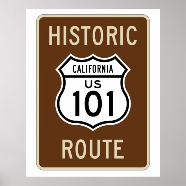 Historik Route US Route 101 (Kalifornien) - signat Poster (Framsidan)