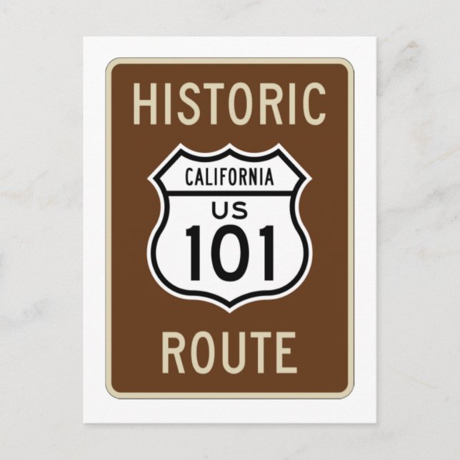 Historik Route US Route 101 (Kalifornien) - signat Vykort (Framsida)