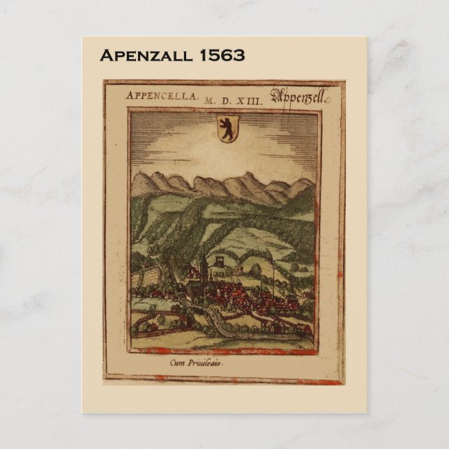Historik, Schweiz, Appenzall 1563 Vykort (Framsida)