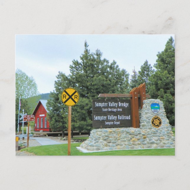 Historik Sumpter Guld Dredge and Railway Park Vykort (Framsida)