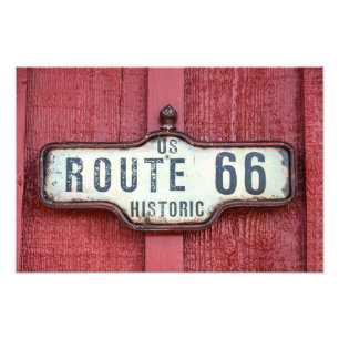 Historik, USA-rutt 66, signal på röd Fototryck