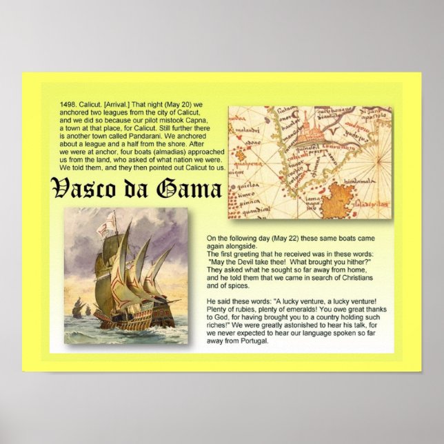 Historik, utforskare, Vasco da Gama Poster (Framsidan)