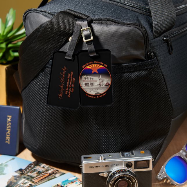 Historik väg 66 Mål Winslow Arizona Bagagebricka (Fram & Baksida)