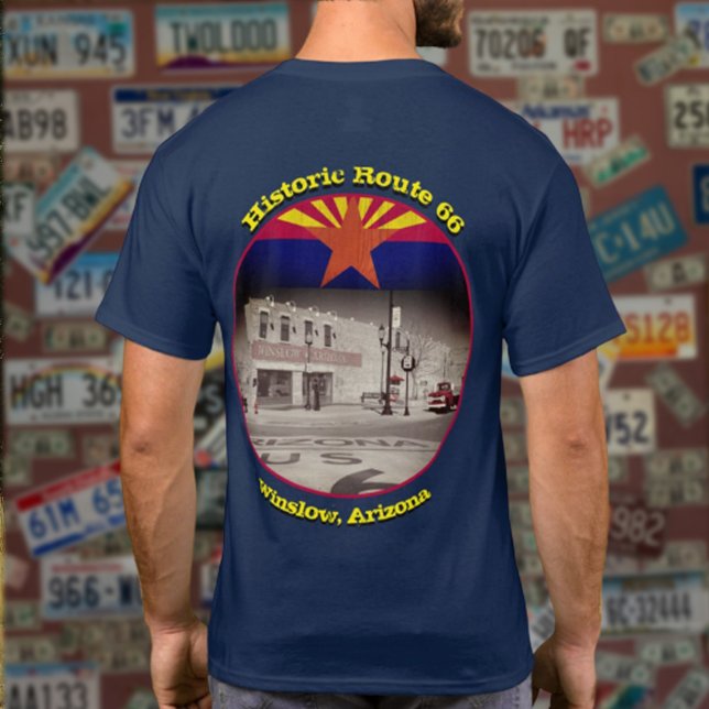 Historik väg 66 Winslow Arizona Back T Shirt (Skapare uppladdad)