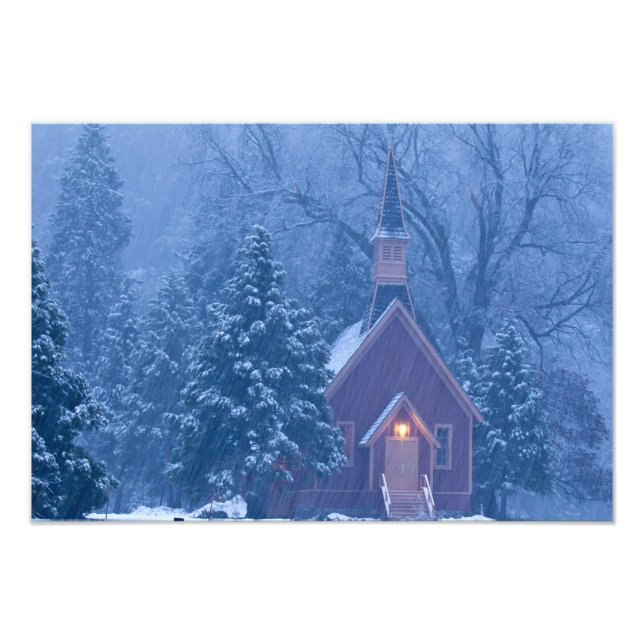 Historik, Yosemite Valley Chapel under tung Fototryck (Framsidan)
