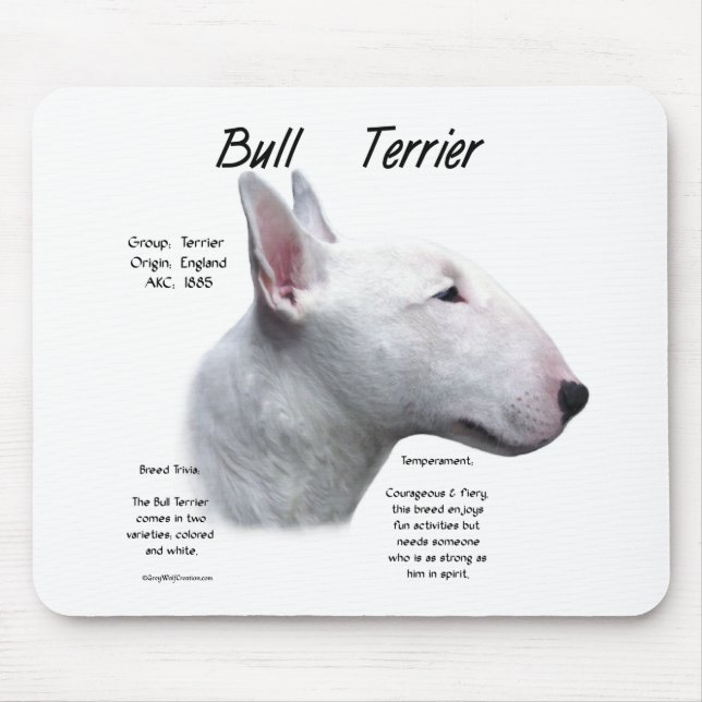 Historikdesign för Bull Terrier (wht) Musmatta (Framsidan)