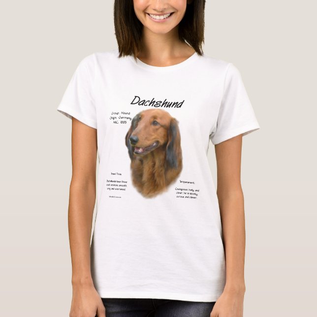Historikdesign för Dachshund (långhårig) T-shirt (Framsida)